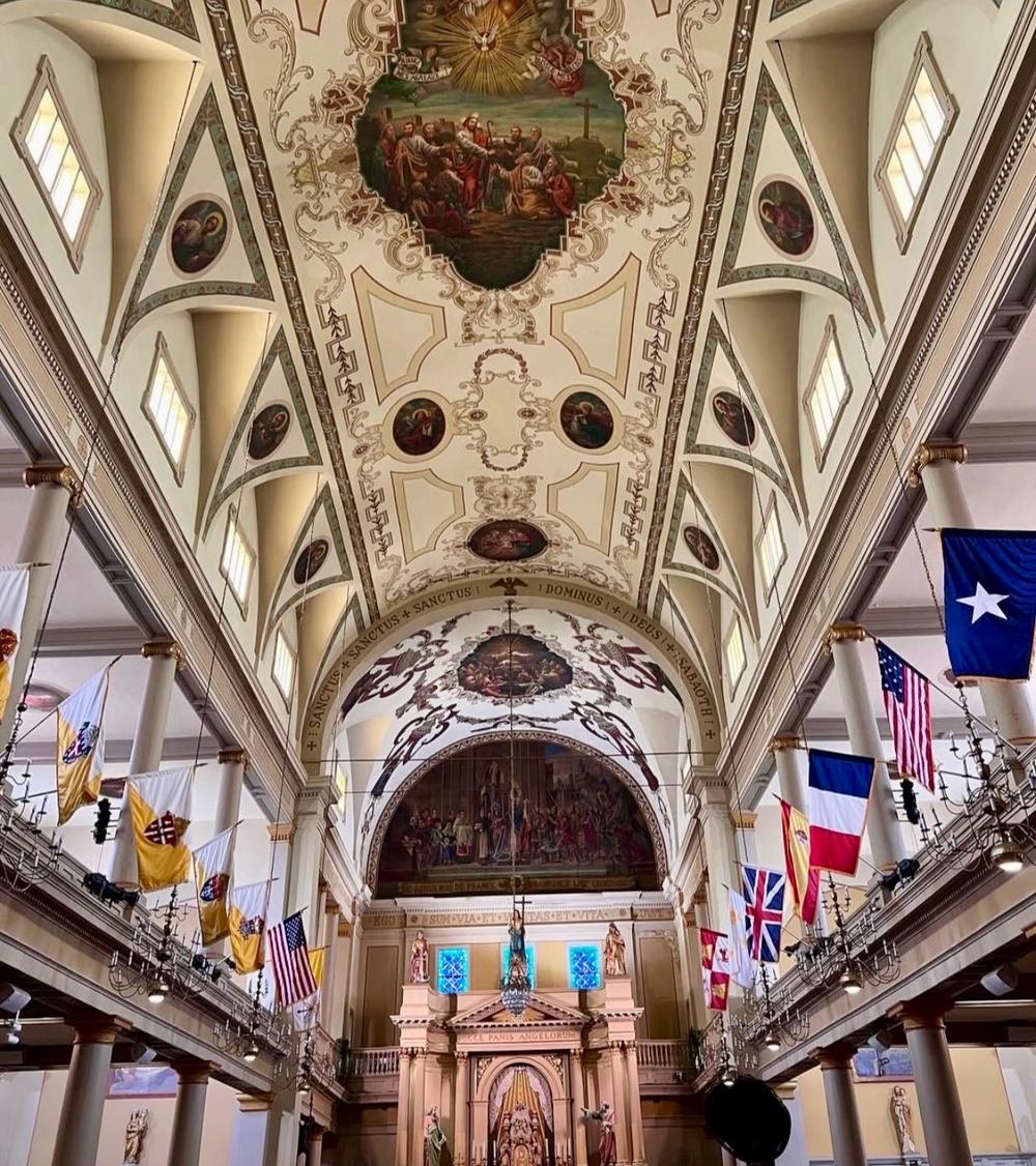 The painted ceiling and Sanctus arch above the high altar